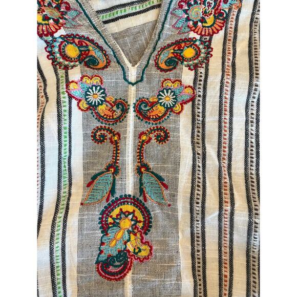 Soft Surroundings Floral Embroidered Blouse Women XL Lagenlook Beach Trip Pocket - Picture 7 of 13